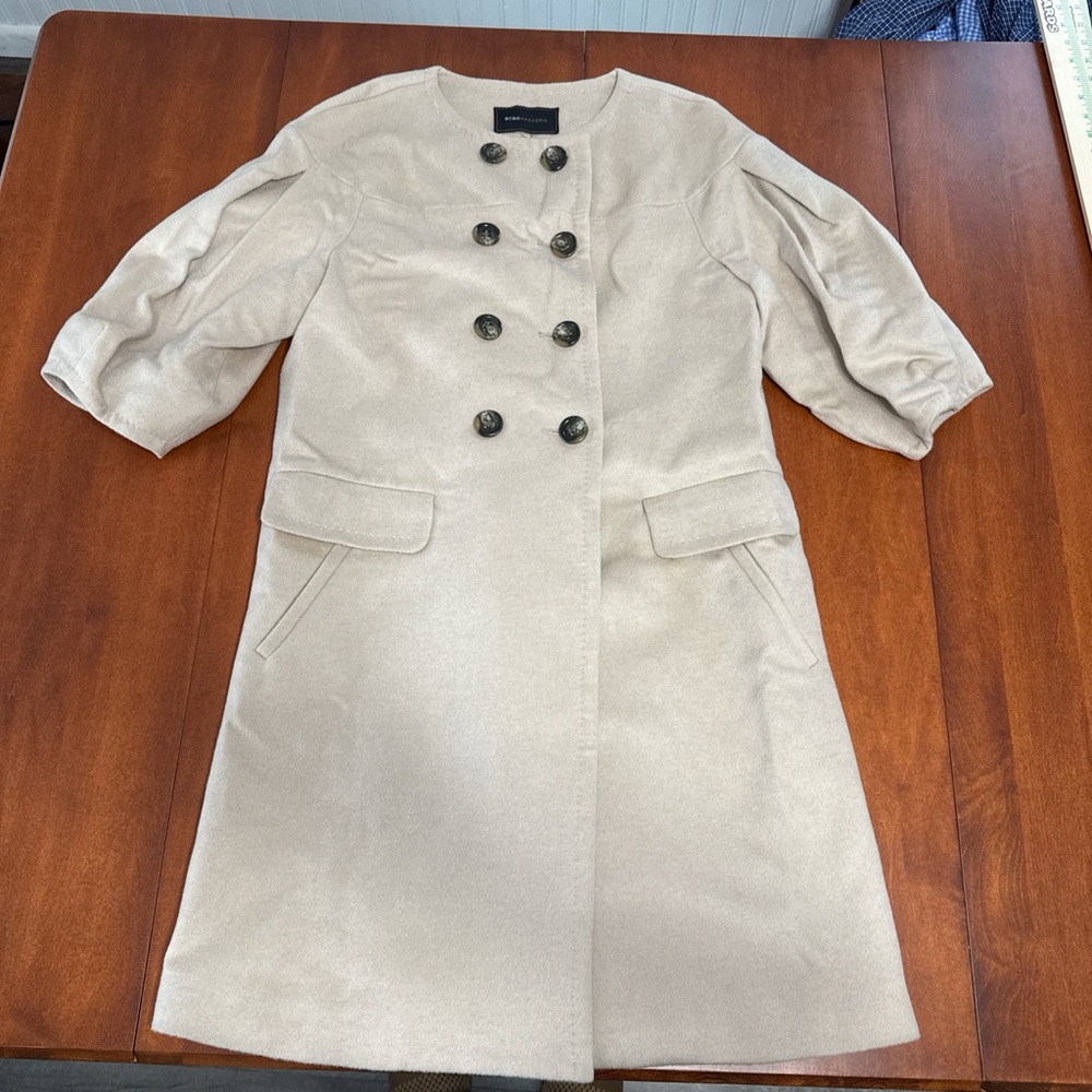 BCBGMaxAzria Tan Double-Breasted Trench Coat